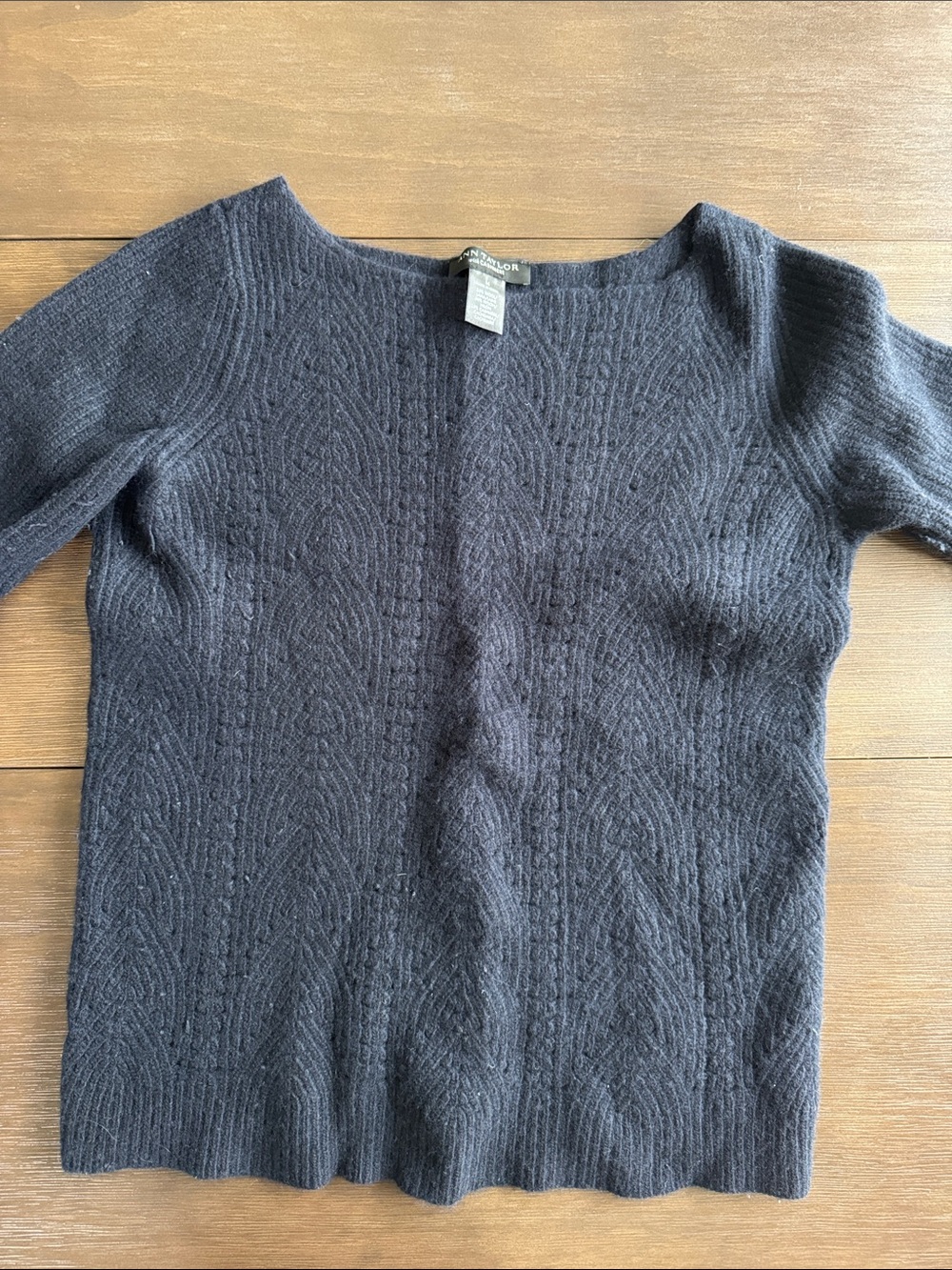 Ann Taylor Black Scoop Neck Sweater with Cashmere